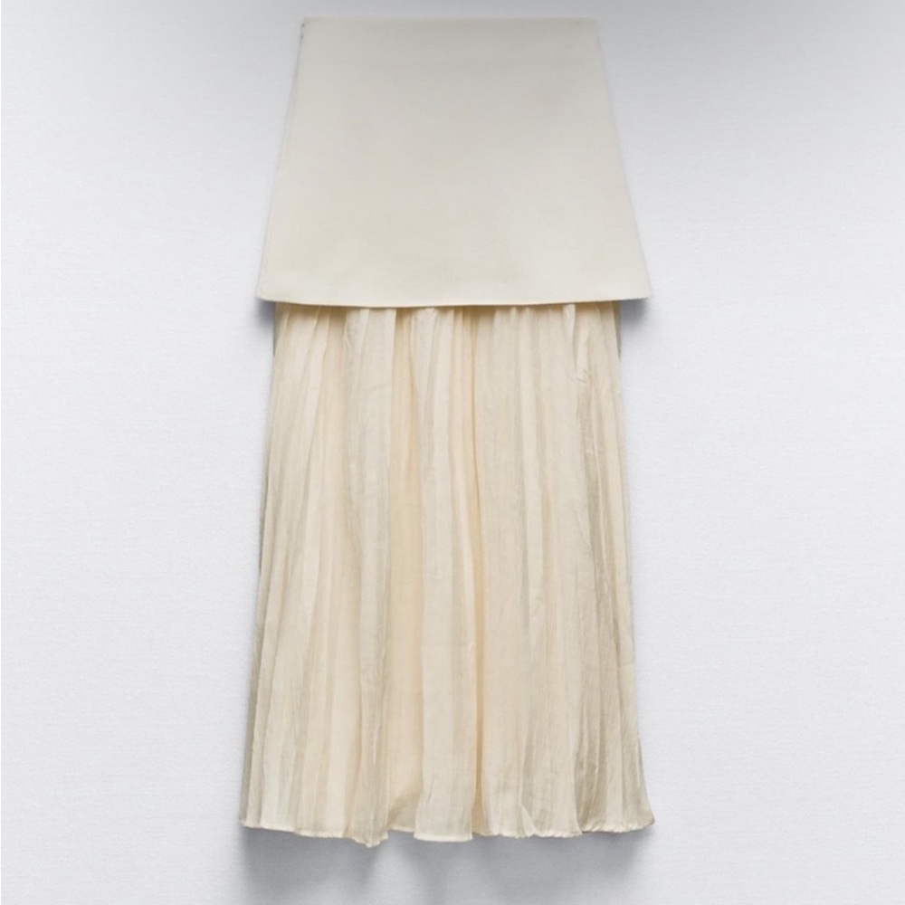 NWT ZARA MIXED PLEATED KNIT SKIRT SIZE S - Picture 3 of 8